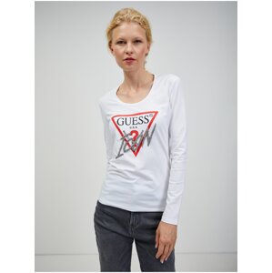 White Ladies Long Sleeve T-Shirt Guess - Women