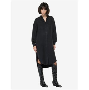 Black Ladies Shirt Dress with Linen Replay - Ladies