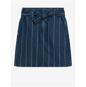 Blue Striped Short Denim Skirt with ORSAY Tie - Women