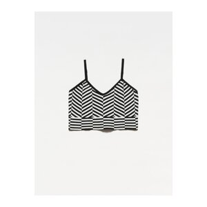 Dilvin 10184 Strappy Knitwear Undershirt Crop-black