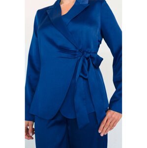 Dark blue satin jacket with ORSAY tie - Women