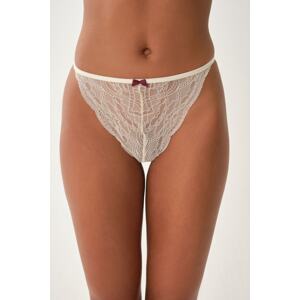 Dagi Beige Lace Thong Panties