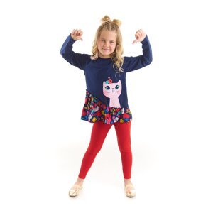 Denokids Floral Cat Girl Kids Tunic Leggings Set