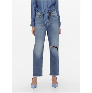 Dark blue straight fit jeans with torn effect JDY Dichte - Women