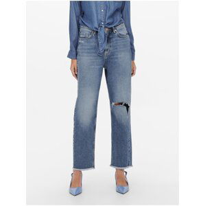 Dark blue straight fit jeans with torn effect JDY Dichte - Women