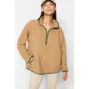 Trendyol Camel Plush Knitted Sports Sweatshirt