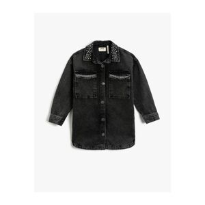 Koton Denim Shirt Jacket Embroidered Cotton