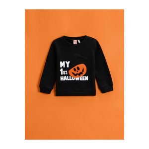 Koton Pumpkin Printed Sweatshirt Crew Neck Long Sleeve