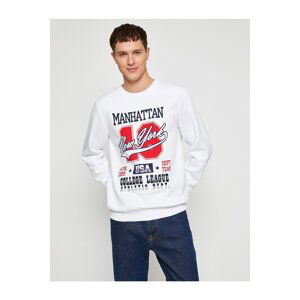 Koton College Printed Sweatshirt Raised Crew Neck