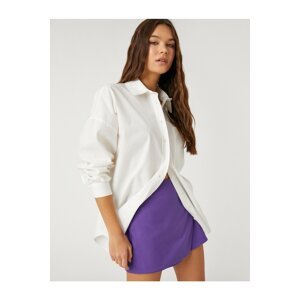 Koton Oversize Shirt Cotton Long Sleeve Pocket Detailed