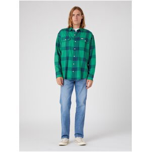 Blue-Green Mens Plaid Shirt Wrangler - Mens