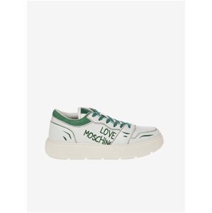 Green and White Women's Leather Sneakers Love Moschino - Women