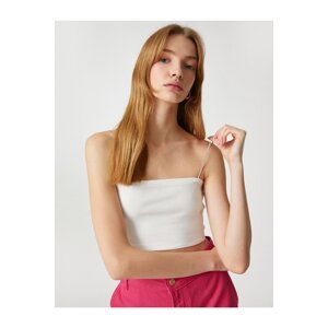 Koton Crop Corded Tank Top with Shiny Stones and Thin Straps