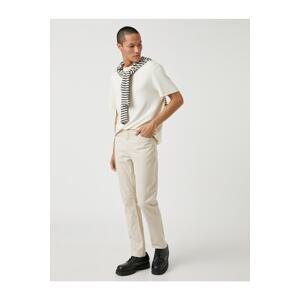 Koton Basic Gabardine Trousers Slim Fit Button Detailed Pockets.