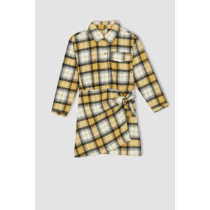 DEFACTO Girl Long Sleeve Check Print Flannel Shirt Dress