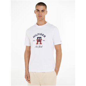 White Man T-Shirt Tommy Hilfiger Curved Monogram Tee - Men