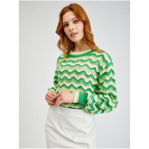 Orsay Yellow-Green Ladies Striped Sweater - Women