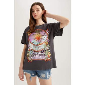 DEFACTO Oversize Fit Crew Neck Printed Short Sleeve T-Shirt