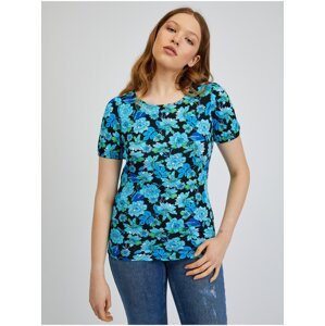 Orsay Blue-Black Women Floral T-Shirt - Women