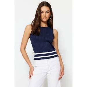 Trendyol Navy Blue Basic Color Block Knitwear Knitwear Blouse