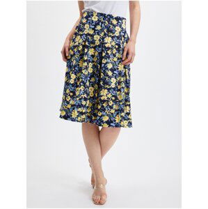 Orsay Yellow-Blue Ladies Pleated Floral Skirt - Women