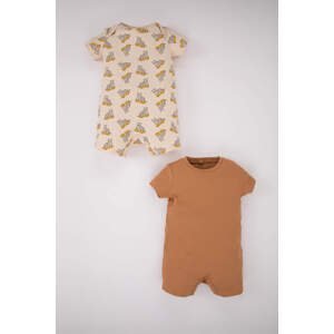 DEFACTO Baby Boy Animal Patterned Corduroy Camisole 2-Pack Jumpsuit
