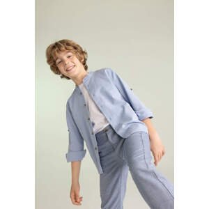 DEFACTO Boy Stand Collar Cotton Long Sleeve Shirt