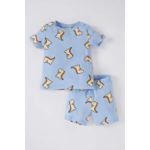DEFACTO Baby Boy Patterned Short Sleeve Ribbon Pajama Set