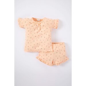 DEFACTO Baby Girl Floral Short Sleeve 2-Pajama Set