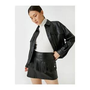 Koton Faux Leather Mini Skirt with Tassel Detail