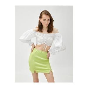 Koton Mini Skirt with Slit Detail and Elastic Waist