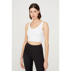 LOS OJOS White V-Neck Lightly Supported Covered Sports Bra Vneck