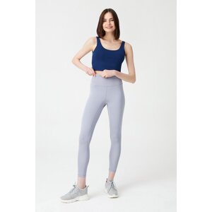 LOS OJOS Gray High Waist Consolidator Sports Leggings with Stitching Detail