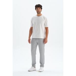 Dagi Gray Textured Trousers with a Cord Tie Waist.