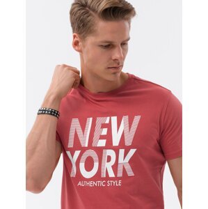 Ombre Men's printed cotton t-shirt - red