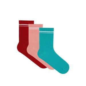 LOS OJOS 3 Pairs Multicolored Cotton Medium Size Retro Socks