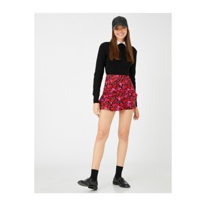 Koton Floral Shorts Skirt Flounce High Waist