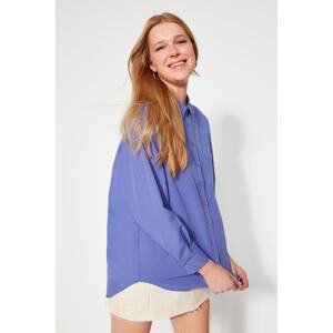 Trendyol Light Purple Single Pocket Boyfriend/Wide Fit Cotton Woven Shirt