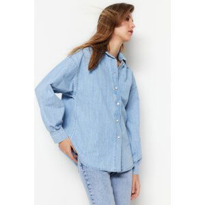 Trendyol Light Blue Oversized Denim Shirt