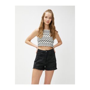 Koton Crop Athlete Halterneck Knitted Pattern