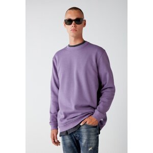 GRIMELANGE Travis Men's Soft Fabric Regular Fit Round Neck Purple Sweatshir