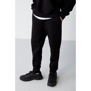 GRIMELANGE Jeremiah Men's Regular Leg Stretchy Fabric Black Sweatpants with Lanyard Waist and Elastic Pockets