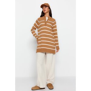 Trendyol Camel Gombík detailný pletený sveter
