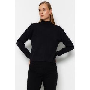 Trendyol Čierna prémiová niť/špeciálna niť na gombíky Detailný pletený sveter