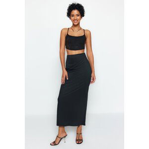 Trendyol Black Maxi High Waist Flexible Knitted Skirt