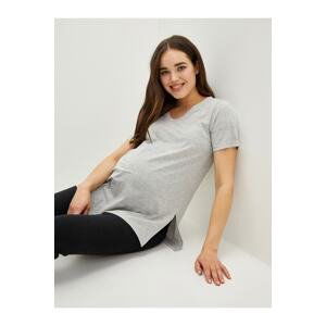 LC Waikiki V-Neck Plain Short Sleeve Maternity T-Shirt