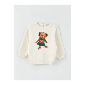 LC Waikiki Lcw Baby Crew Neck Long Sleeve Printed Baby Girl Knitwear Sweater