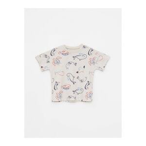 LC Waikiki Crew Neck Short Sleeve Printed Cotton Baby Boy T-Shirt