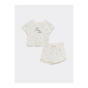 LC Waikiki Crew Neck Short Sleeved Printed Baby Girl T-Shirt And Shorts 2-Pair Set