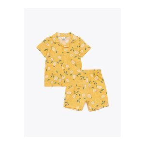 LC Waikiki Polo Neck Short Sleeve Printed Baby Girl Pajamas Set